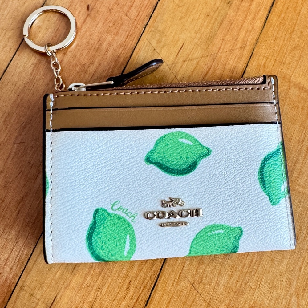 Coach Lime Print Wallet Keychain